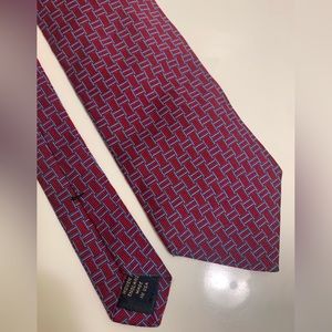🇺🇸 Brooks Brothers Makers Silk Tie Made In USA Red/Blue Geometric Print